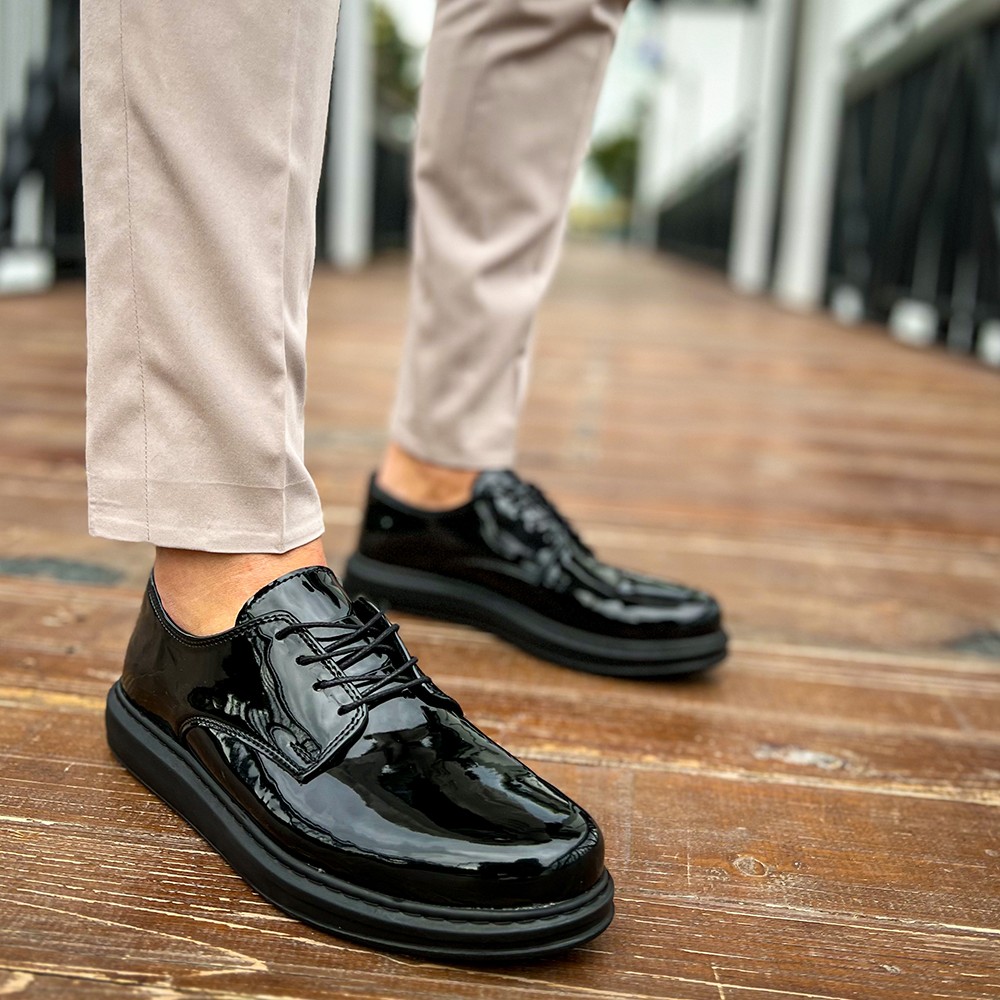 Mens Classic Shoes Black Patent Leather 003